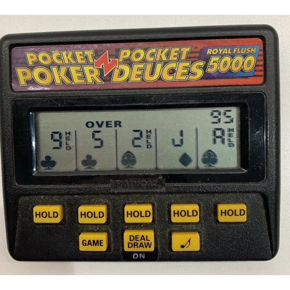 Radica Pocket Poker Deuces 5000 Model 1314 Handheld Electronic Game Tested Works